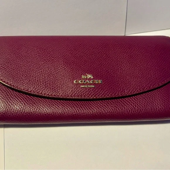 Authentic Coach leather wallet, burgundy/wine color - Picture 4 of 7